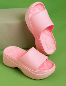 Chic Pink Platform Slides