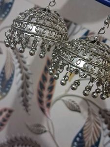 Silver Jhumka Earrings