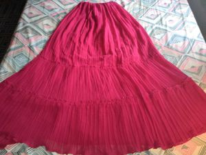 Vibrant Pink Tiered Pleated Maxi Skirt