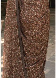 Brown Floral Print Saree