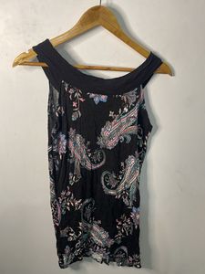 Black Paisley Print Sleeveless Top