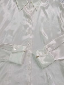 Elegant White and Pink button down shirt.
