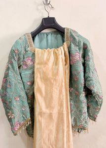 Embroidered Silk Short kurti with plazzo