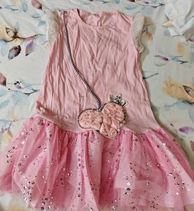 Cute Pink Heart Dress with Sparkle Skirt