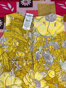 Women floral printed yellow top