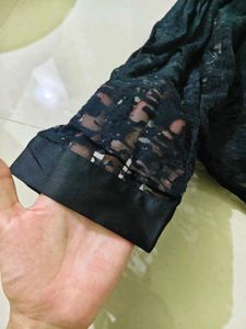 Chic Black Lace Button-Up Shirt