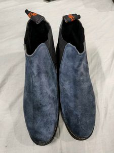 Blue Suede Chelsea Boots
