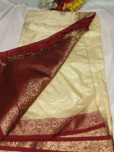 Elegant Cream Saree with blouse
