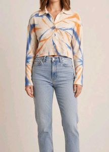 Ribbed Tie-Dye Long Sleeve Top
