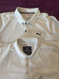 2 Men's White Polo Shirts
