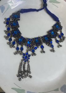 Stunning Blue Oxidized Choker Necklace