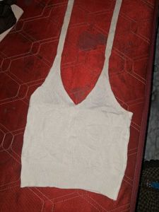 V-Neck Knit Crop Top