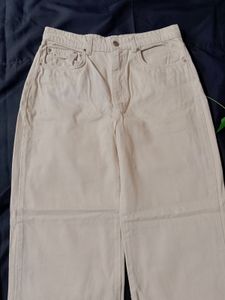 Light Beige Wide Leg Jeans