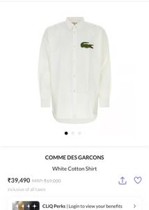 New Lacoste Slim Fit Men's White Shirt
