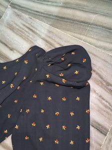 Chic Black Printed Midi Dress