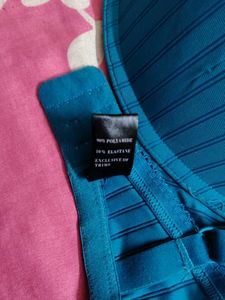 Teal Striped Padded Bra