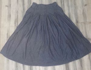 Korean Denim Midi Skirt with Pockets