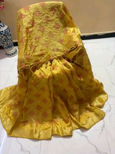 Beautiful Yellow saree with Tassels