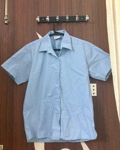 Blue Short Sleeve Button-Up Shirt