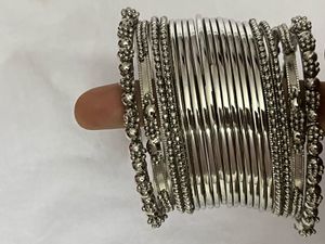 Silver Tone Indian Bangle Set