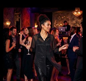 Chic Black Sheer Button-Up transparent Tunic