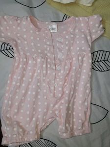 Baby Girl's Pink Polka Dot Romper
