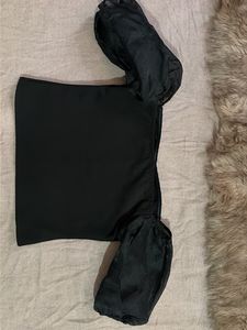 Elegant Black Blouse Top with sheer sleeves