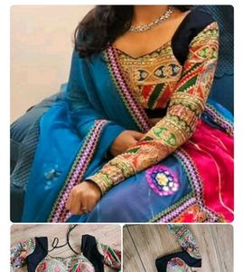 Embroidered Silk Blouse with Full Sleeves