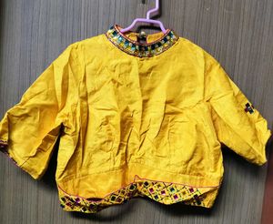 stone studded designer Yellow Blouse