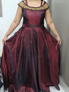 Elegant Maroon Embellished Gown