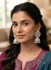 Designer Silver Jhumka Earrings