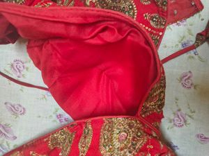Red Bridal Designer Blouse with Golden Embroidery