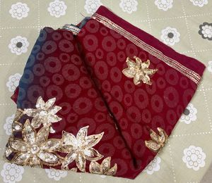 Vintage Red Sequin Saree