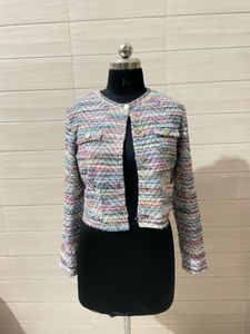 tweet Chic Textured Cropped Jacket