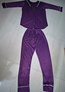 New Purple Satin Pajama Set