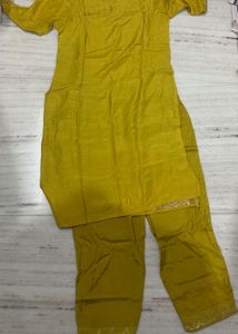 Yellow Embroidered Kurta Set with Dupatta