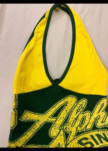green and yellow halter neck top