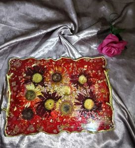 Beutiful Handmade Floral Resin serving Tray