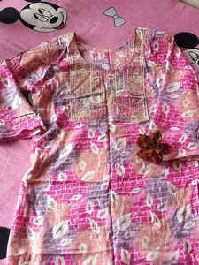 Pack Of 2 Pure Cotton Kurtas + Free Girls Top