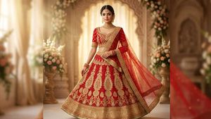 Stunning Red Embroidered Lehenga Choli