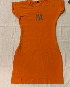 Orange NY Logo T-Shirt Dress