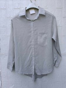 New witg tag Korean Elegant Sheer Grey Shirt