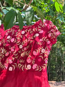 Elegant Red Embroidered Ethnic Gown