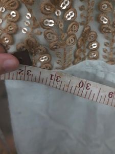 Off White Jute Kurta with Net design