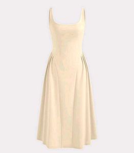 Elegant Cream Square Neck Maxi Dress(without belt)