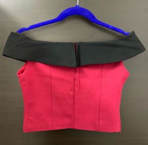 Chic Off-Shoulder Two-Tone Top