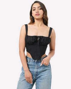 Chic Black Corset Style Crop Top