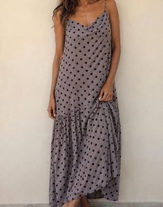 Retro Polka Dot Maxi Dress