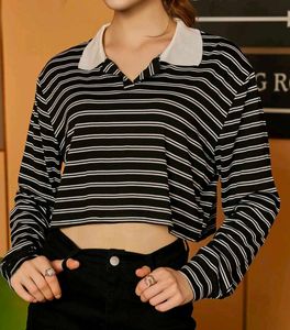 Savana Striped Cropped Polo Shirt