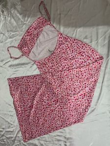 Pink Floral Midi Dress